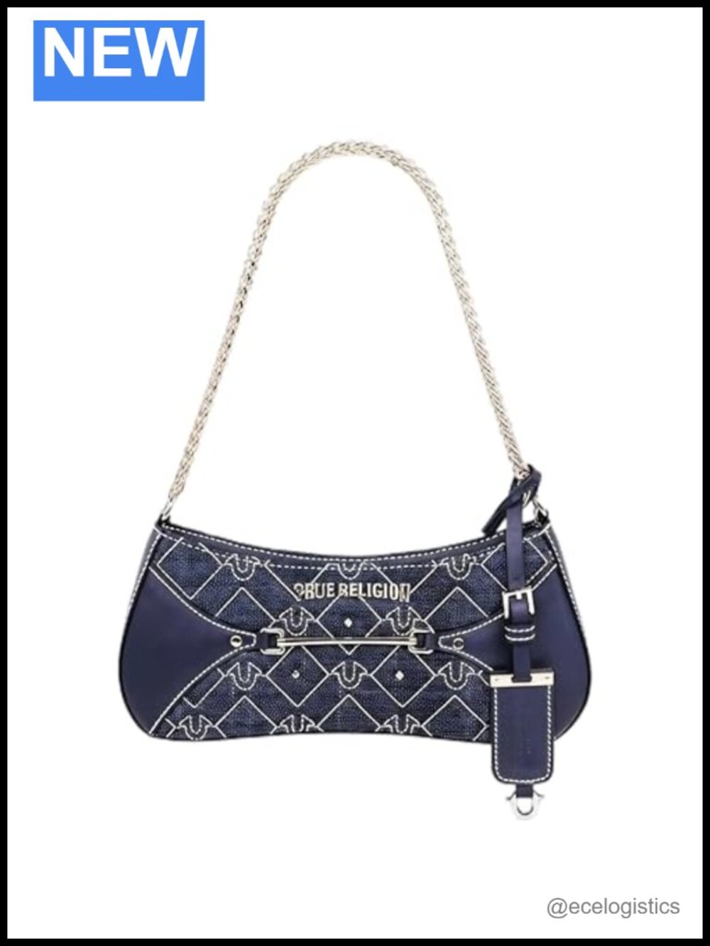 Shoulder Bag with Studded Accents and Chain Handle